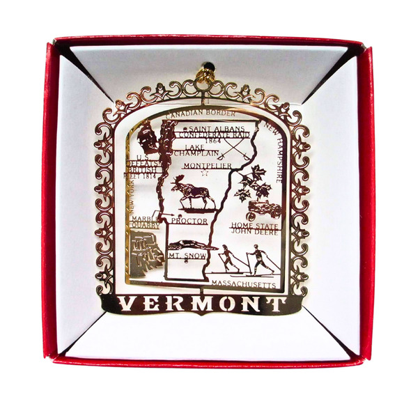 Nations Treasures Vermont State Landmarks Ornament, Brass - Picture 7 of 7
